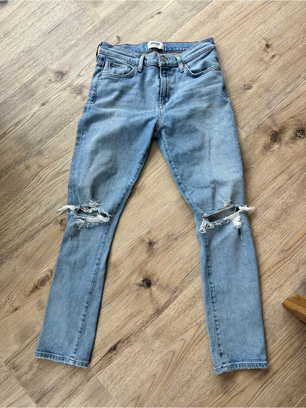 Agolde Light Blue Distressed Skinny Jeans